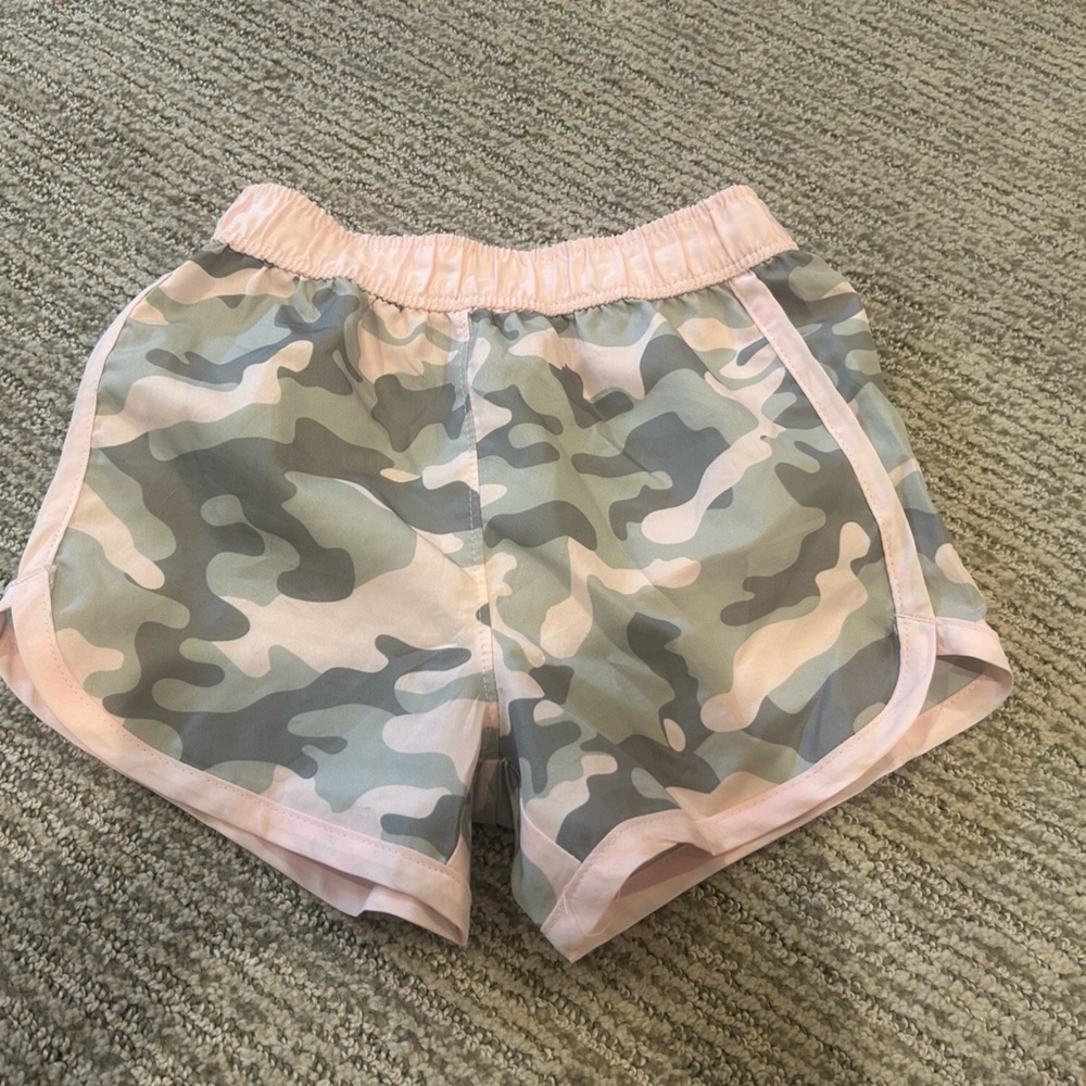 Kids Camouflage Shorts with Pink Trim